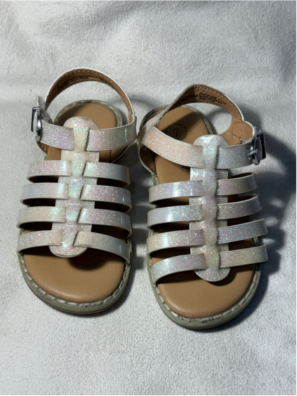 Cat &‎ Jack Baby Girl Glitter Gladiator Sandals Size 7 White